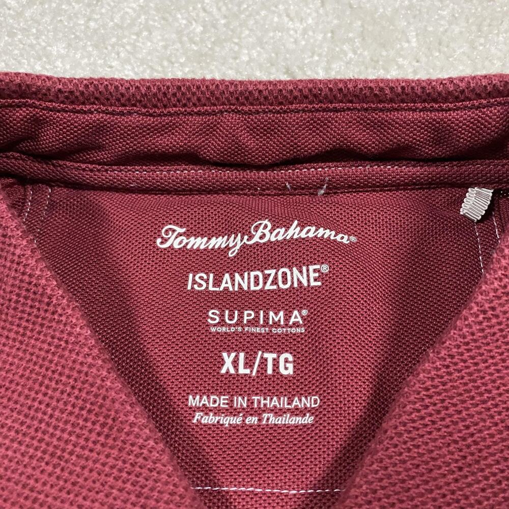 Tommy Bahama Polo Shirt Mens XL Red IslandZone Long Sleeve Performance Supima - Picture 2 of 8